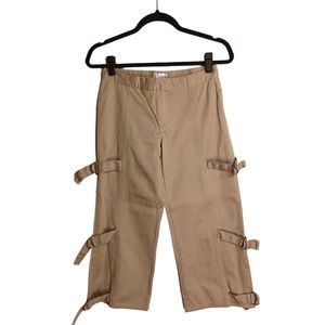 SANDREA U.S.A Khaki Side Buckle Light Brown Cropped Pants Small